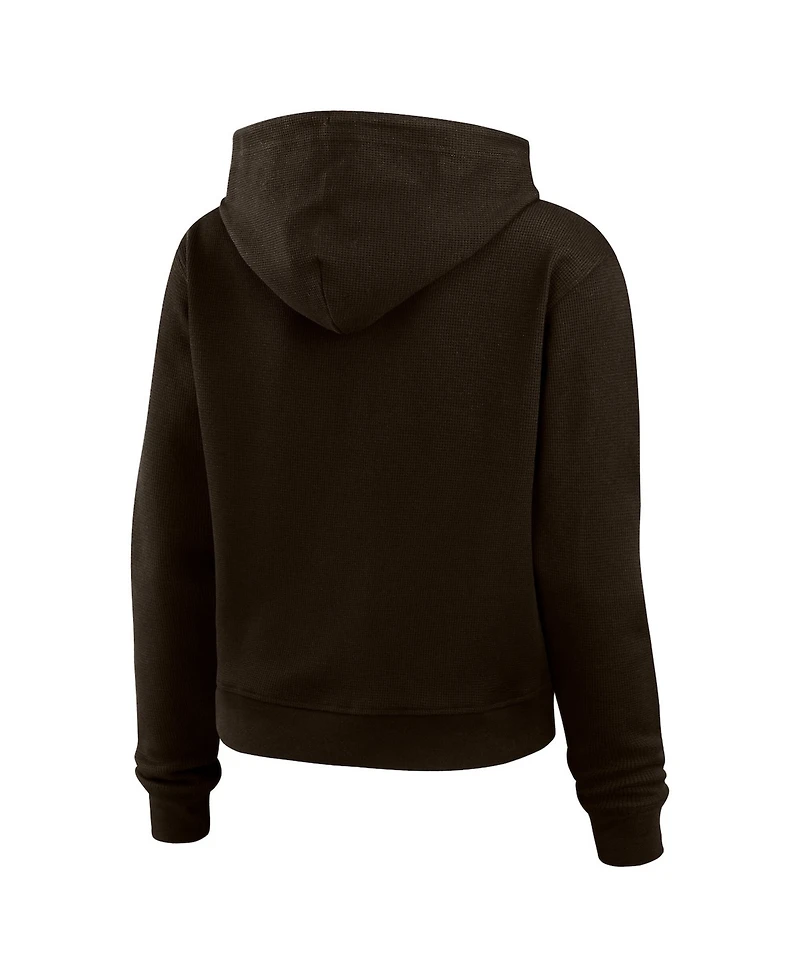 Wear by Erin Andrews Women's Brown Cleveland Browns Waffle-Knit Pullover Hoodie