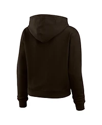Wear by Erin Andrews Women's Brown Cleveland Browns Waffle-Knit Pullover Hoodie
