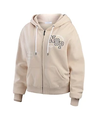 Wear by Erin Andrews Women's Tan New Orleans Pelicans Tonal Felt Patch Full-Zip Hoodie