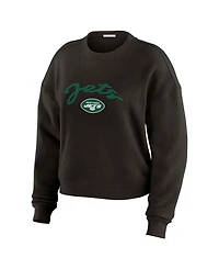 Wear by Erin Andrews Women's 2-Piece Cream New York Jets Knitted Tri-Blend Long Sleeve T-Shirt & Pants Lounge Set