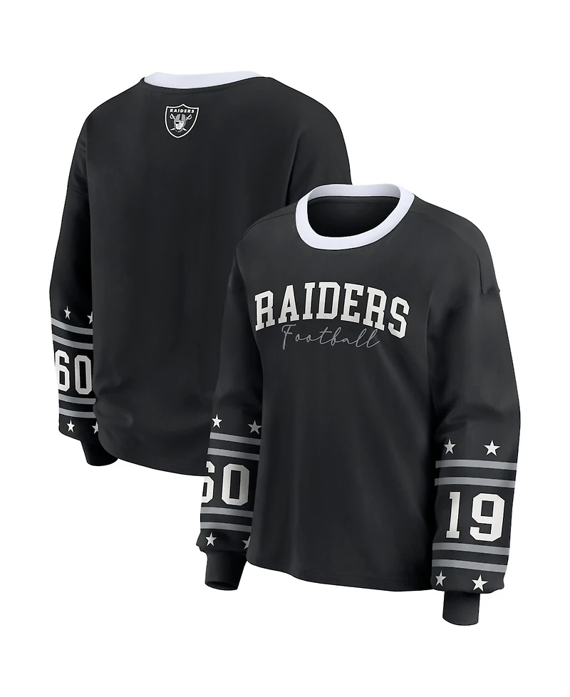 Wear by Erin Andrews Women's Black Las Vegas Raiders Sport Long-Sleeve T-Shirt