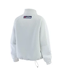 Wear by Erin Andrews Women's Gray Cleveland Guardians Polar Fleece Quarter-Zip Jacket