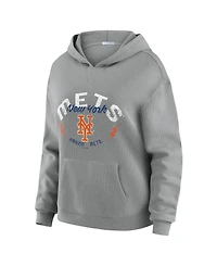 Wear by Erin Andrews Women's 2-Piece Gray New York Mets Waffle-Knit Long-Sleeve Hoodie & Lounge Pant Set