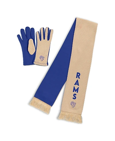 Wear by Erin Andrews Women's Los Angeles Rams Tonal Microcheck Scarf Glove Set