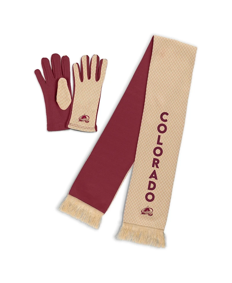 Wear by Erin Andrews Women's Colorado Avalanche Tonal Microcheck Scarf Glove Set