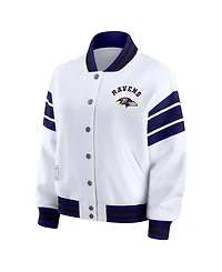 Wear by Erin Andrews Women's White Baltimore Ravens Plus Full-Snap Fleece Sweatshirt Jacket