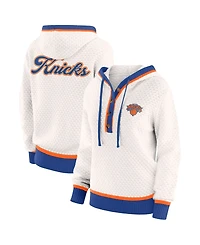 Wear by Erin Andrews Women's Cream New York Knicks Plus Hoodie Sweater