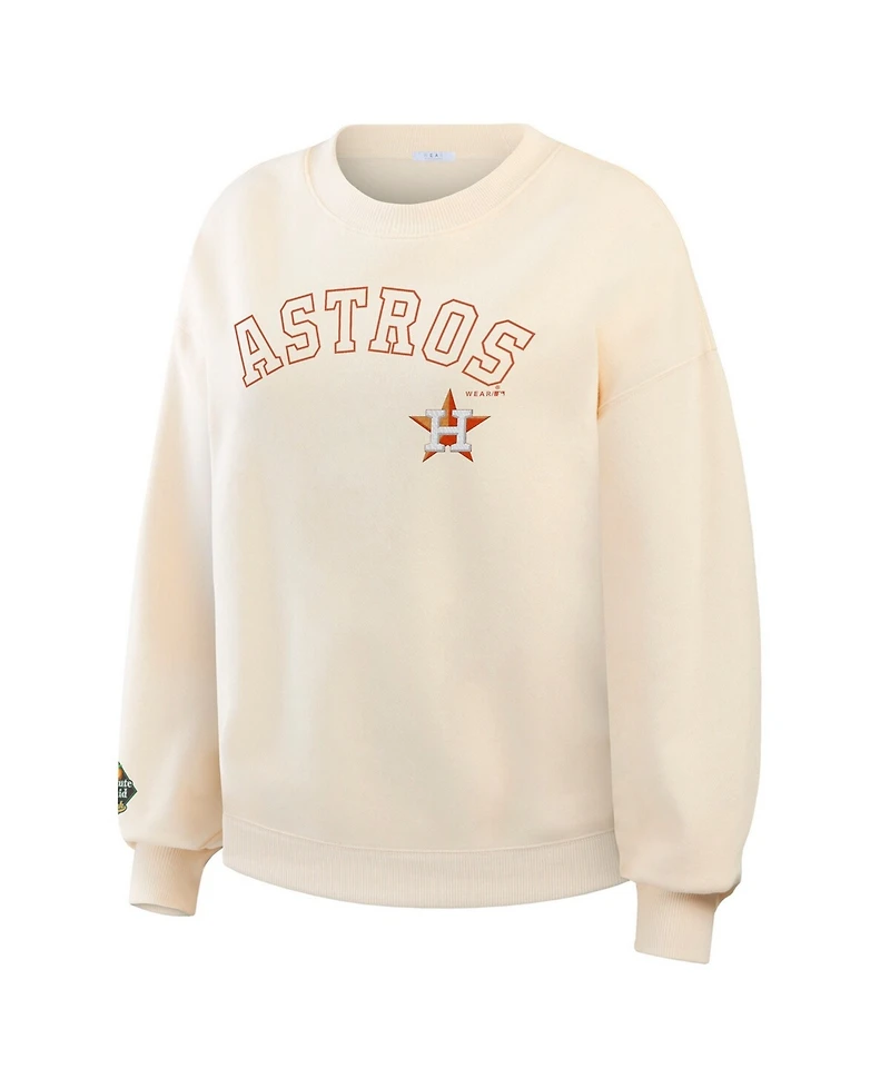 Wear by Erin Andrews Women's Cream Houston Astros Heavyweight Crew Neck Sweatshirt