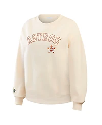 Wear by Erin Andrews Women's Cream Houston Astros Heavyweight Crew Neck Sweatshirt