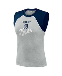 Wear by Erin Andrews Women's Heather Gray Detroit Tigers Cropped Raglan Tank Top