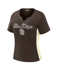 Wear by Erin Andrews Women's Brown San Diego Padres Notch Neck Cropped T-Shirt