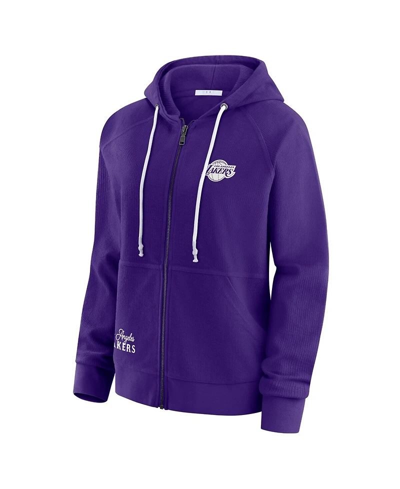 Wear by Erin Andrews Women's Purple Los Angeles Lakers Vintage Full-Zip Raglan Hoodie
