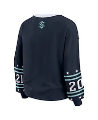 Wear by Erin Andrews Women's Deep Sea Blue Seattle Kraken Long-Sleeve Sport T-Shirt