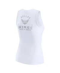 Wear by Erin Andrews Women's White Dallas Wings Rib-Knit Henley Tank Top