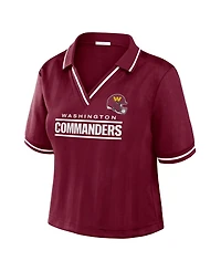 Wear by Erin Andrews Women's Burgundy Washington Commanders Cropped Jersey Polo Shirt