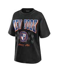 Wear by Erin Andrews Women's Black New York Mets Oversized Boyfriend T-Shirt
