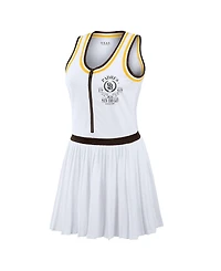 Wear by Erin Andrews Women's White San Diego Padres Zip-Front Pleated Tri-Blend Scoop Neck Tank Dress