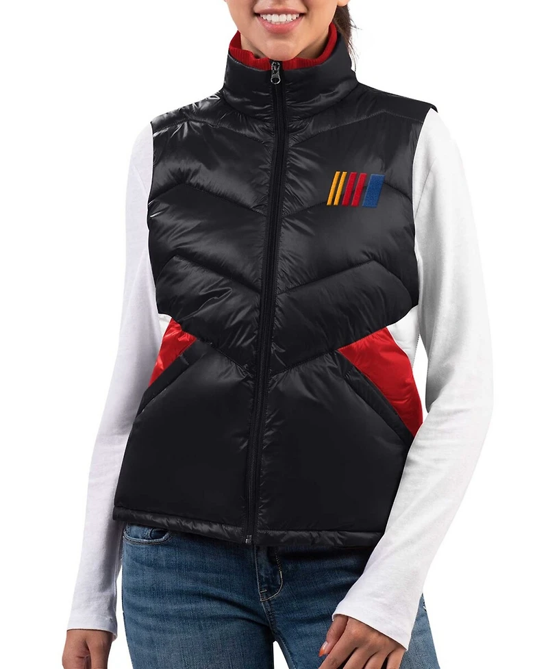 G-iii 4Her by Carl Banks Women's Black Nascar Merchandise Versatile Full-Zip Puffer Vest