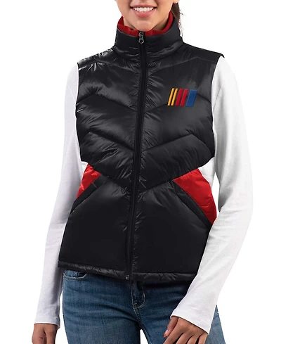 G-iii 4Her by Carl Banks Women's Black Nascar Merchandise Versatile Full-Zip Puffer Vest