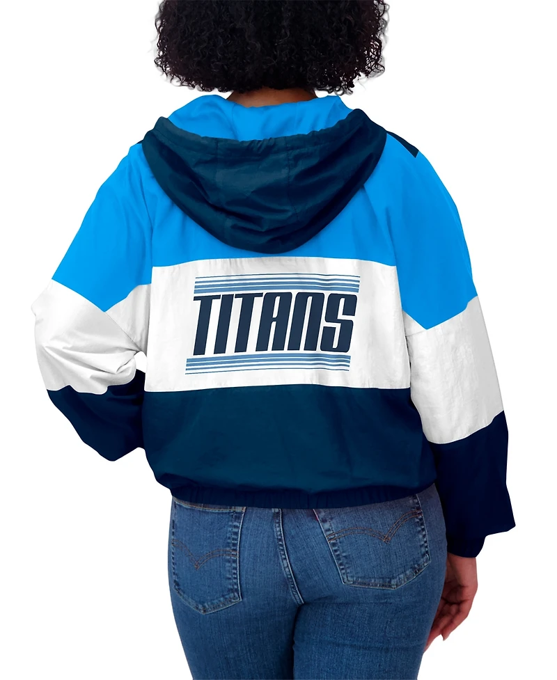 Wear by Erin Andrews Women's Navy/Light Blue Houston Oilers Plus Color Block Full-Zip Windbreaker Jacket