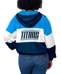 Wear by Erin Andrews Women's Navy/Light Blue Houston Oilers Plus Color Block Full-Zip Windbreaker Jacket
