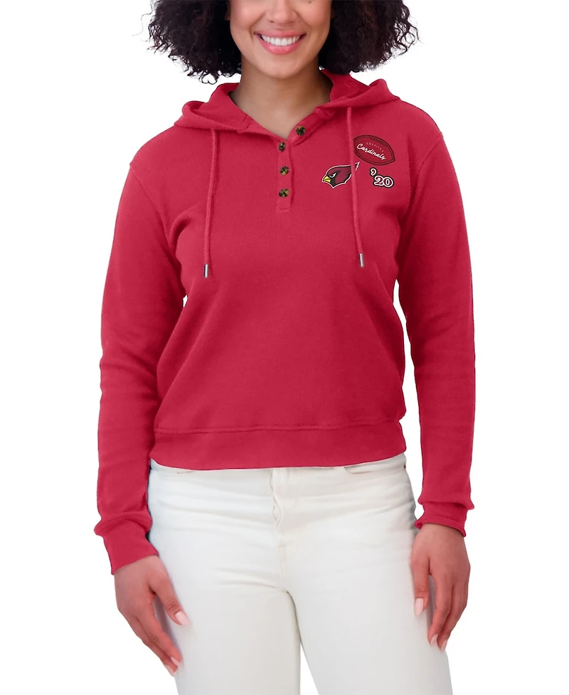 Wear by Erin Andrews Women's Cardinal Arizona Cardinals Waffle Hoodie Pullover Sweatshirt