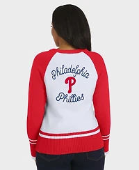 Wear by Erin Andrews Women's White Philadelphia Phillies Color block Raglan Sweater