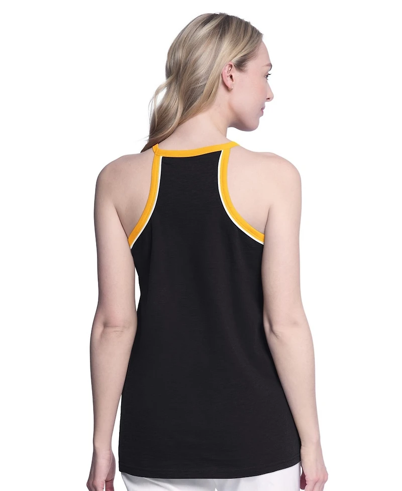 G-iii 4Her by Carl Banks Women's Black Boston Bruins Curveball Racerback Scoop Neck Slub Tank Top
