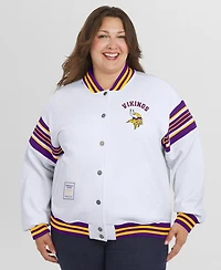 Wear by Erin Andrews Women's White Minnesota Vikings Plus Full-Snap Fleece Sweatshirt Jacket
