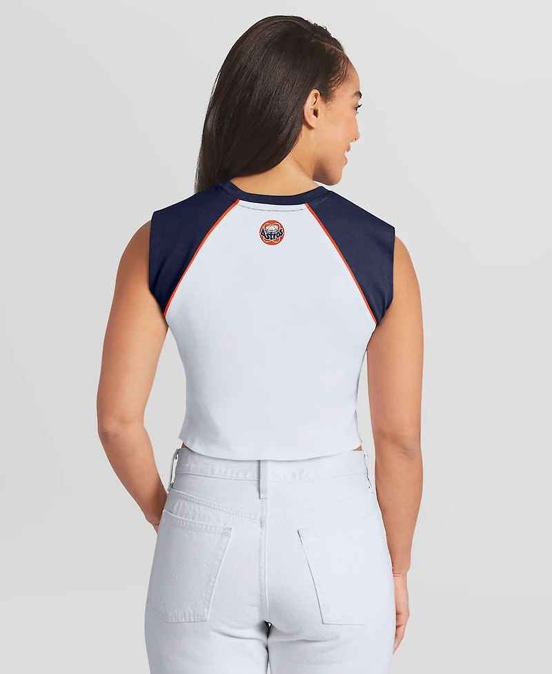 Wear by Erin Andrews Women's White Houston Astros Cooperstown Cropped Raglan Tank Top