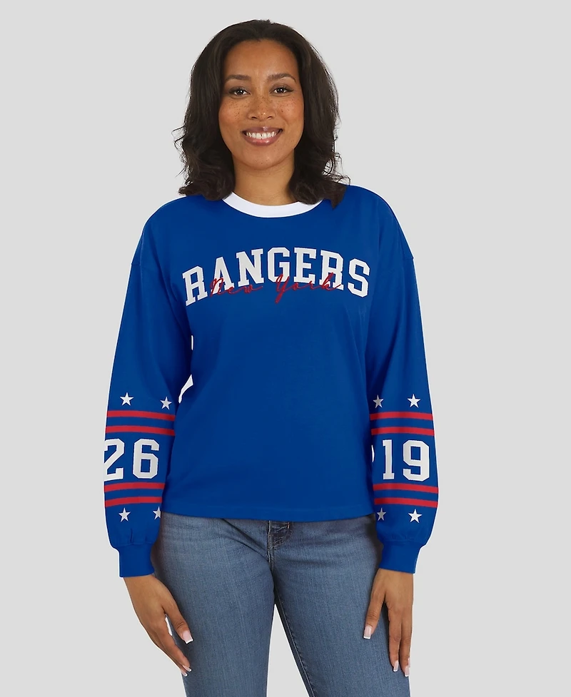 Wear by Erin Andrews Women's Blue New York Rangers Long-Sleeve Sport T-Shirt