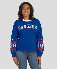 Wear by Erin Andrews Women's Blue New York Rangers Long-Sleeve Sport T-Shirt