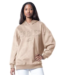 G-iii 4Her by Carl Banks Women's Cream Philadelphia Eagles Best Hitter Oversized Tunic Pullover Hoodie
