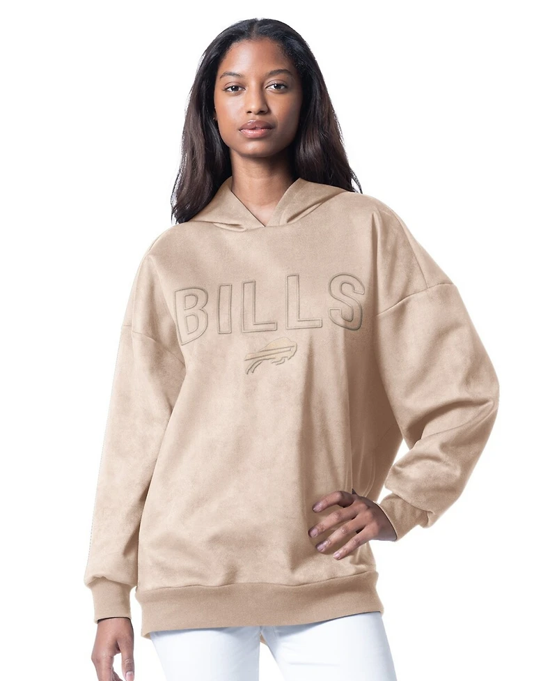 G-iii 4Her by Carl Banks Women's Cream Buffalo Bills Best Hitter Oversized Tunic Pullover Hoodie