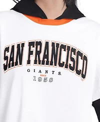 G-iii 4Her by Carl Banks Women's White/Black San Francisco Giants Key Player Oversized Hooded Long Sleeve T-Shirt
