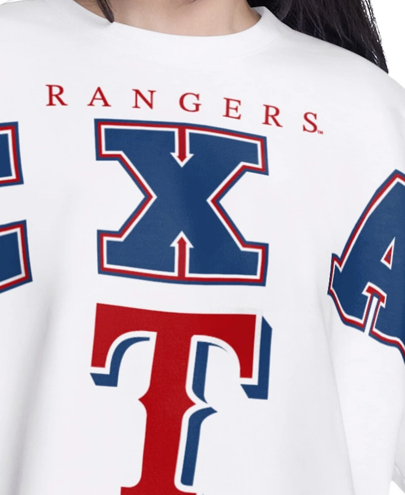 G-iii 4Her by Carl Banks Women's White Texas Rangers Bleachers Cropped Pullover Sweatshirt