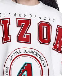 G-iii 4Her by Carl Banks Women's White Arizona Diamondbacks Bleachers Cropped Pullover Sweatshirt