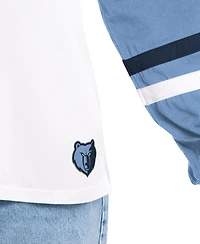 G-iii 4Her by Carl Banks Women's White/Blue Memphis Grizzlies Key Player Oversized Hooded Long Sleeve T-Shirt