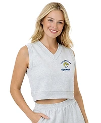 G-iii 4Her by Carl Banks Women's Ash Los Angeles Rams Cropped Fleece V-Neck Vest