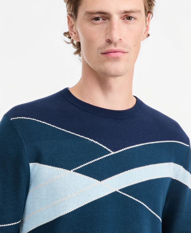 Alfani Men's Cotton Colorblocked Crewneck Sweater, Macy's Exclusive