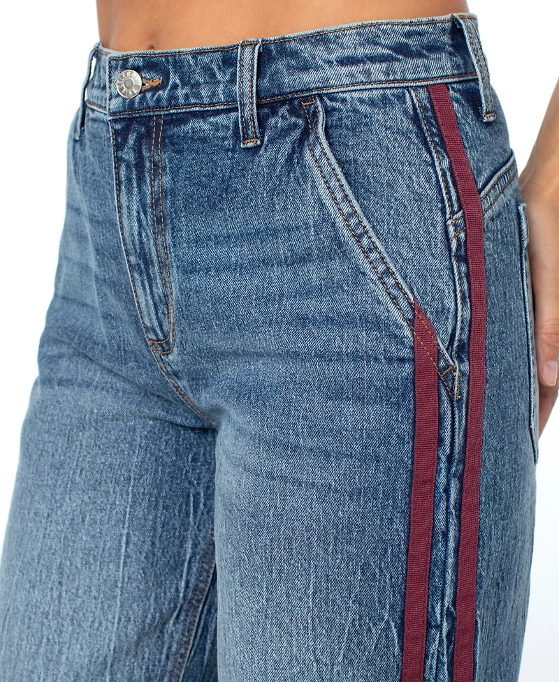 Celebrity Pink Juniors' Side-Striped Wide-Leg Jeans