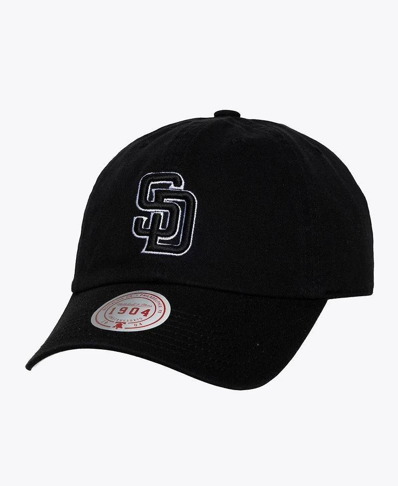 Mitchell & Ness Men's and Women's Black White San Diego Padres 1904 Strapback Adjustable Hat