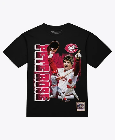 Mitchell & Ness Men's Pete Rose Black Cincinnati Reds Legendary Collage Player T-Shirt