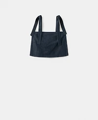 Mango Women's Tie-Up Straps Denim Top