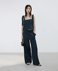 Mango Women's Wide Leg Denim Pants