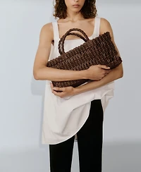Mango Women's Medium Natural Fiber Tote Bag
