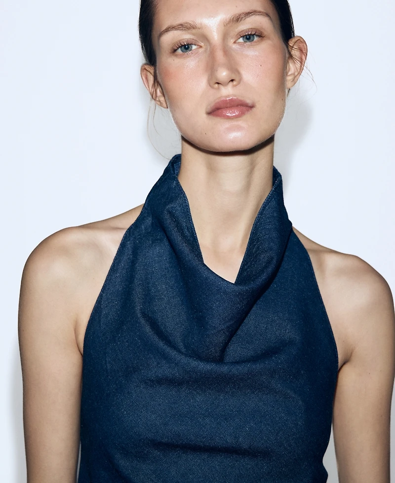 Mango Women's Open-Back Denim Top