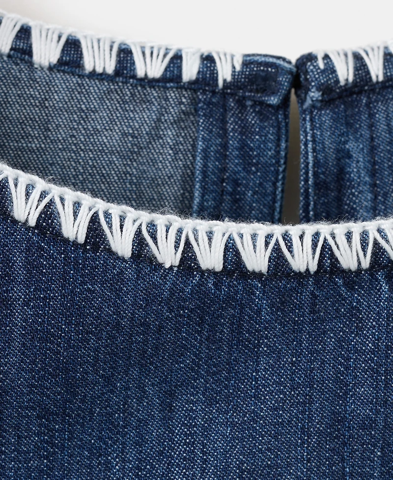 Mango Women's Contrast Trim Denim Top