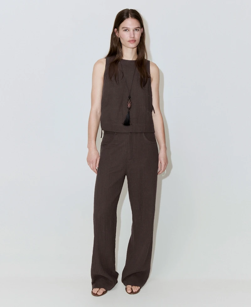 Mango Women's Bambula Tie Top