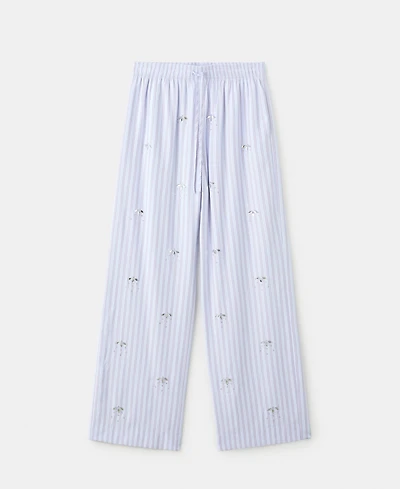 Mango Women's Gemstone Detail Striped Pants